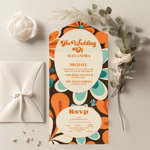 Invitation Tout En Un Mariage Rétro des Années 70