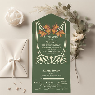 Invitation Tout En Un Mariage romantique Art Nouveau