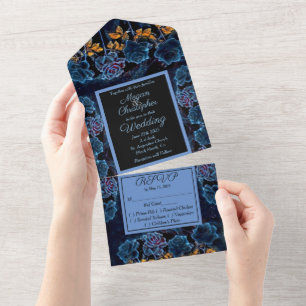 Invitation Tout En Un Mariage Rose bleu céleste