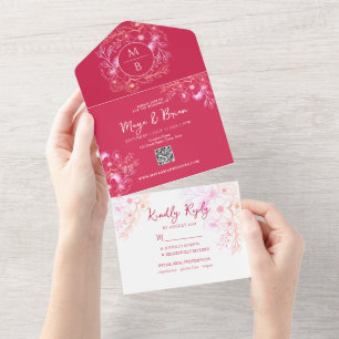 Invitation Tout En Un Mariage rose magenta