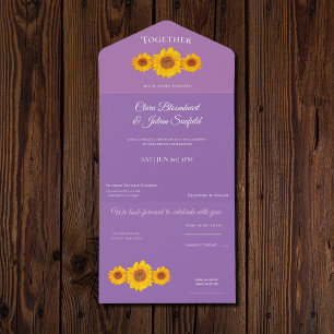 Invitation Tout En Un mariage rustique avec tournesol