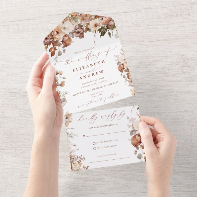 Invitation Tout En Un Mariage Rustique Boho Garden Flowers (Déchirure)