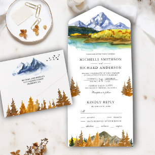 Invitation Tout En Un Mariage Rustique d'Automne en Montagne et Forêt au