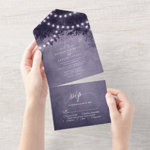 Invitation Tout En Un Mariage Rustique de chaîne d'arbre violet