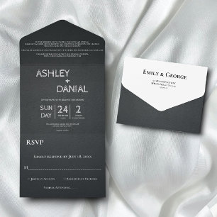 Invitation Tout En Un Mariage Rustique Design Moderne Noir Et Blanc Scri