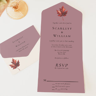 Invitation Tout En Un Mariage simple à feutre de chute minimale