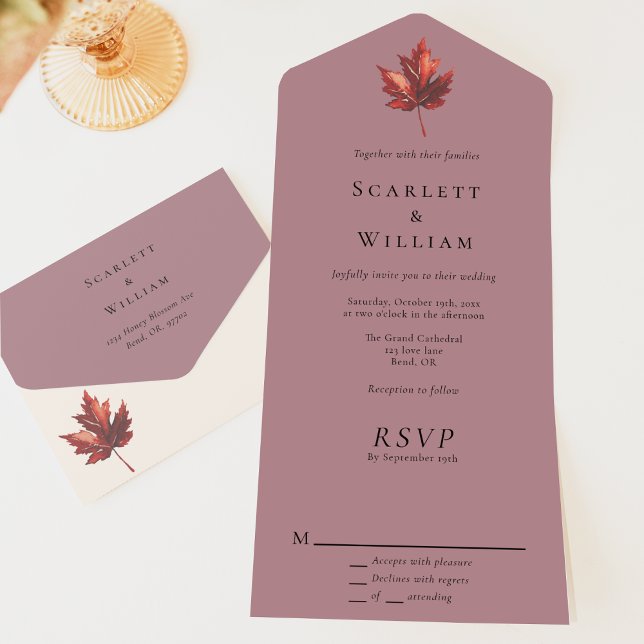 Invitation Tout En Un Mariage simple à feutre de chute minimale (Créateur téléchargé)