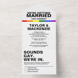 Invitation Tout En Un Mariage Sons Gay Amusement Arc-en-ciel Fierté