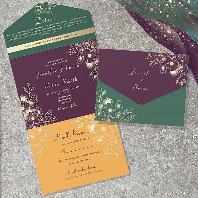 Invitation Tout En Un Mariage Tons de Joaillerie (Créateur téléchargé)
