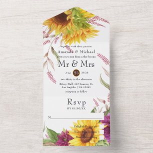 Invitation Tout En Un Mariage tournesol