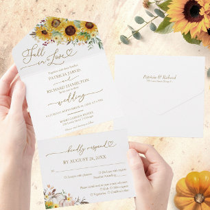 Invitation Tout En Un Mariage Tournesol Citrouille Automne Tombez Amoure