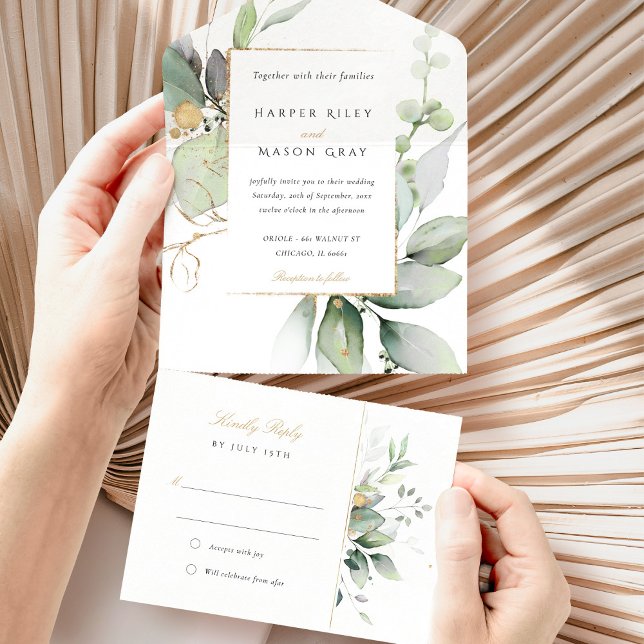 Invitation Tout En Un Mariage tout-en-un Eucalyptus (Créateur téléchargé)