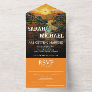 Invitation Tout En Un Mariage tout-en-un RSVP de destination asiatique
