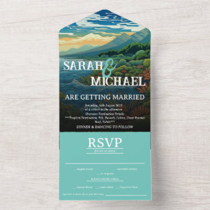 Invitation Tout En Un Mariage tout-en-un RSVP de destination tropicale
