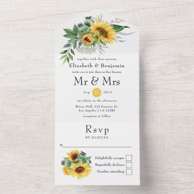 Invitation Tout En Un Mariage Tropical Eucalyptus Succulents (À l'intérieur)
