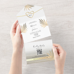 Invitation Tout En Un Mariage Tropical Palm Tree Gold Beach