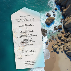 Invitation Tout En Un Mariage tropical sur la plage