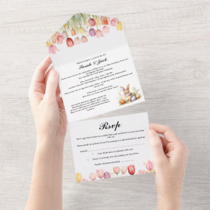 Invitation Tout En Un Mariage Tulip à thème de Pâques