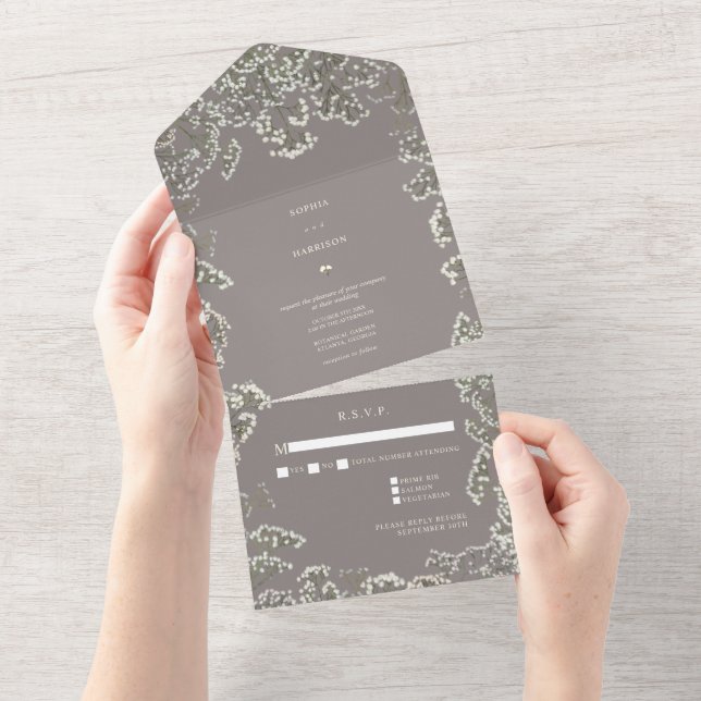 Invitation Tout En Un Mariage vert de l'apthémie du bébé RSVP (Déchirure)
