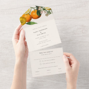 Invitation Tout En Un Mariage vintage de fruits de citron d'agrumes