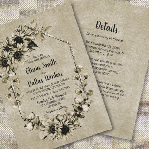 Invitation Tout en un Mariage Vintage de tournesol Floral