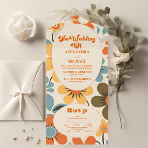 Invitation Tout En Un Mariage Vintage Rétro