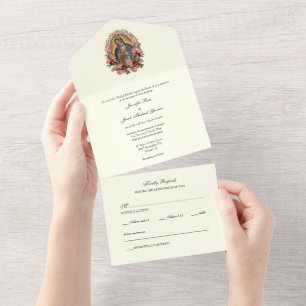 Invitation Tout En Un Mariée de roses de Notre-Dame de Guadalupe Fleuris