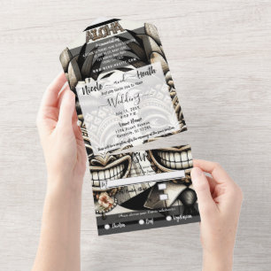 Invitation Tout En Un Mariée et fille Aloha Pineapple Tiki Mariage princ
