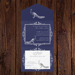 Invitation Tout En Un Marine Peacock S'épanouit Tout en un