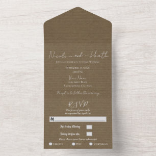 Invitation Tout En Un Marron Rustique Moderne Minimal Chic Photo Mariage