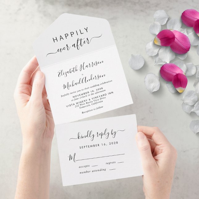Invitation Tout En Un Minimal heureux jamais après Mariage (Créateur téléchargé)