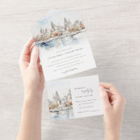 Minimal Kansas City Missouri Watercolor Mariage