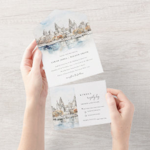 Invitation Tout En Un Minimal Kansas City Missouri Watercolor Mariage