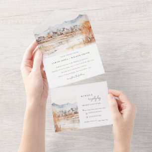 Invitation Tout En Un Minimal Salt Lake City Utah Watercolor Mariage