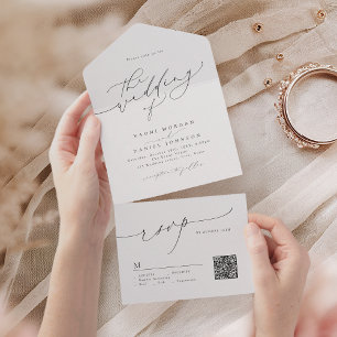 Invitation Tout En Un Minimaliste Moderne Chic Écriture Élégant Mariage