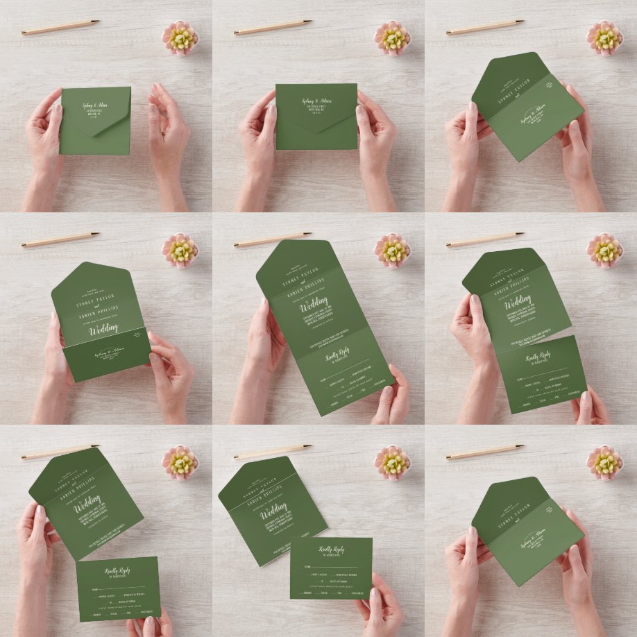 Invitation Tout En Un Minimaliste simple Mariage de taille foncée