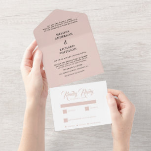 Invitation Tout En Un Minuscule Mariage Rose Et Noir Clair