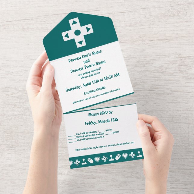 Invitation Tout En Un Mode multijoueur Turquoise (Déchirure)