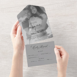 Invitation Tout En Un Modern  Photo Elegant Customized Wedding  All In O