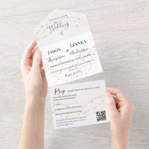 Invitation Tout En Un Moderne Blush ivoire Romantique Pearl Neutre Maria