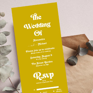 Invitation Tout En Un Moderne Bright Mustard Jaune Minimaliste mariage