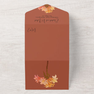 Invitation Tout En Un Moderne Burnt Orange Floral Simple Mariage élégant