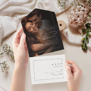 Invitation Tout En Un Moderne chic minimaliste photo mariage tout en un