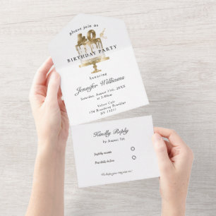 Invitation Tout En Un Moderne, élégant 40. le tout dans une seule invita