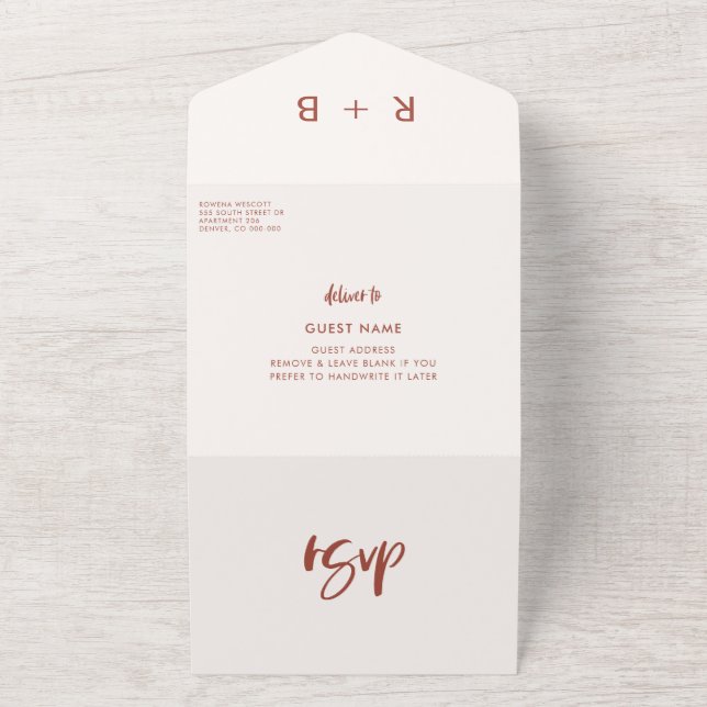 Invitation Tout En Un Moderne élégant mariage rose neige (Dehors)