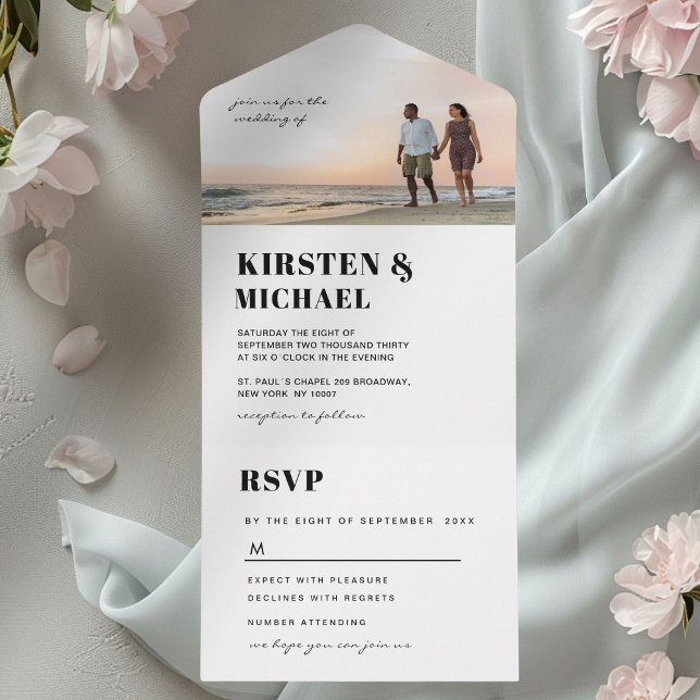 Invitation Tout En Un Moderne Foto Hochzeitskarte Einladung (Modern photo all in one wedding card invitation)