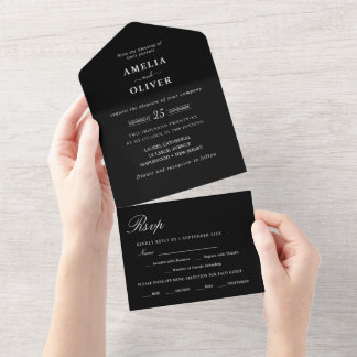 Invitation Tout En Un Moderne Minimaliste Mariage RSVP Typographique Noi