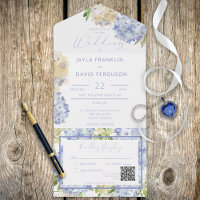Moderne Périwinkel & Hydrangeas blanc Code QR