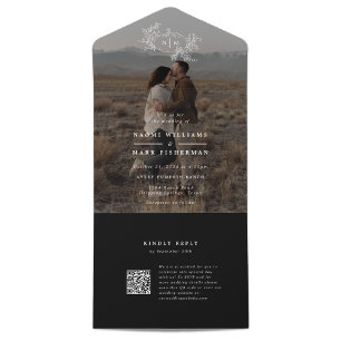 Invitation Tout En Un Monogramme de Mariage photo Vins citrouilles avec