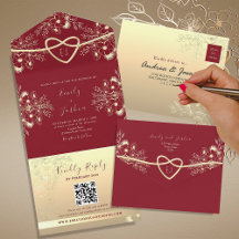 Monogramme floral rouge et or pour mariage